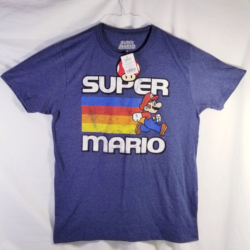 Super Mario walking color trail shirt. Medium  NWT